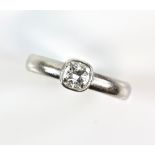 Modern diamond solitaire ring, estimated diamond weight 0.63 carats, mounted in platinum, ring