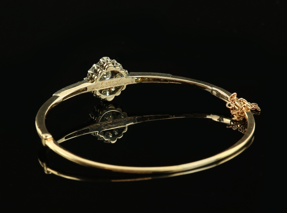 19th C diamond set bangle, central old cut diamond estimated at 0.80 carats, set in old and Rose cut - Image 7 of 8