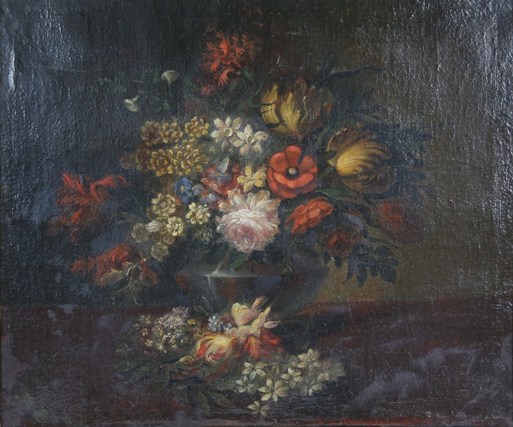 In the manner of Jean-Baptiste Monnoyer, still life of flowers, oil on canvas unsigned 63cm x 74cm .