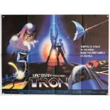 Tron (1982) British Quad and Double Bill film posters, starring Jeff Bridges, Disney, folded, 30 x