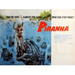 Piranha (1978) British Quad film poster, artwork by Bob Larkin, United Artists, folded, 30 x 40