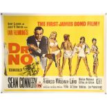James Bond Dr No (1962) British Quad film poster for the first James Bond film, illustration by