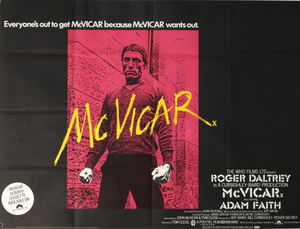 The Who - McVicar (1980) British Quad film poster, starring Roger Daltrey, Who Films, folded, 30 x