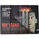 Die Hard (1988) British Quad film poster, starring Bruce Willis, folded, 30 x 40 inches.