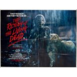 The Return of the Living Dead (1985) British Quad film poster, Zombie Horror, Fox Films, folded,