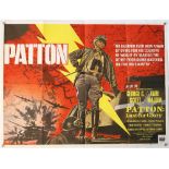 Patton (1970) British Quad film poster, War starring George C. Scott, art by Tom Chantrell,