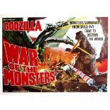 Godzilla in War of the Monsters (1972) British Quad film poster, Toho film, UK first release,