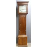18th century oak and mahogany eight day long case clock by Price Evans of Shrewsbury, painted dial
