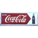 Coca-Cola aluminium advertising sign, 46 x 137cm. .
