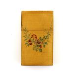 Mauchline ware card case decorated front and back with garlands of flowers and foliage, 8.5 x 5