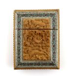 19th century Indian treen and micromosaic card case, 11 x 8.5 cmsProvenance; a private collection of
