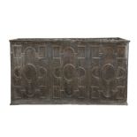 18th/19th century lead rectangular water tank with geometric decoration 80cm x 140cm x 50cm