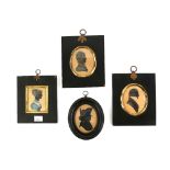 Four 19th century silhouette portraits in ebonised frames. .