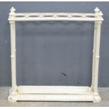 19th century cast iron stick stand with pierced twin ends, 60cm x 62cm . .