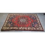 Turkish Hamadan red ground rug, 200cm x 135cm. .