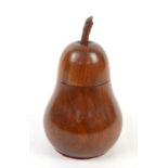 19th century style fruit wood caddy in the form of a pear, 15cm . .