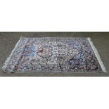 Indian silk and wool cream ground rug centre with tree of life 189cm x 120cm . .