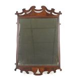 George III fret framed mahogany wall mirror, overall size 83cm x 56cm,. .