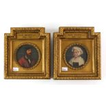 Pair of 20th century miniature portraits of Henry VIII and Anne of Cleeves after Holbein, 10 cms