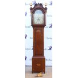 18th century Channel Islands mahogany eight day longcase clock by Bodilly Guernsey, painted dial