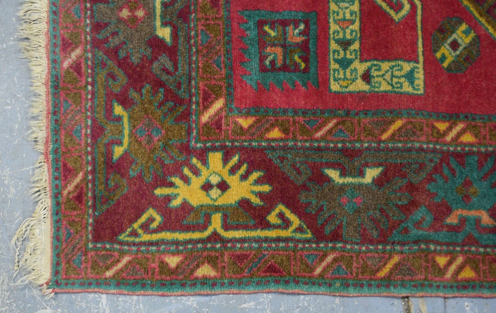 Shevan Caucasian rug centre with geometrical forms 229cm x 140cm . . - Image 3 of 4