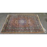 Persian silk yellow ground rug, with multiple borders the centres of which have floral medallions,