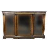 19th Century ebonized and burwood crossbanded glazed breakfront bookcase on plinth base - 106 x