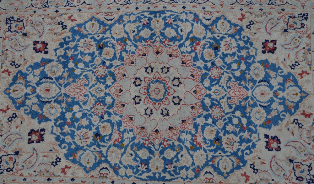 Nain (iran) silk and wool cream ground carpet 205cm x 127cm . . - Image 2 of 5