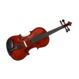 A Modern Students 4/4 violin by Gear4music in case, 60cm length and bow. .