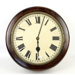 19th century mahogany cased single fusee wall clock, with painted dial, diam. 50 cm. .