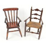 Oak miniature arm chair 29cm and another 28cm . .