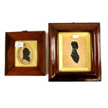 Two 19th century portrait silhouettes of gentlemen, one with gilt highlights, in rosewood frames,