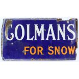 Early 20th century enamelled sign for Colman's Wash, on a blue ground with white and orange