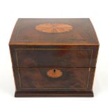 19th century mahogany partly inlaid decanter box with six decanters 23x 29cm . .