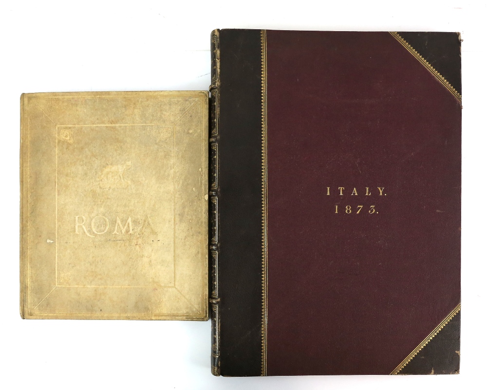 Two large albums, entitled Italy 1873 and Rome, containing numerous black and white photos and