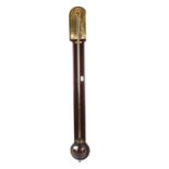 19th century mahogany stick barometer 96cm high. .