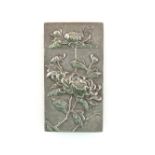 Chinese silver card case decorated with flowers and foliage in relief, the reverse with bamboo, 8.