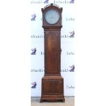 18th century mahogany long case clock by LeFevre of Wisbeach, round silvered dial with Roman