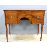 19th century mahogany sideboard with deep drawer and cupboard flanking a single drawer on turned