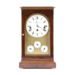 Mappin and Webb walnut cased mantle clock the three train movement with subsidiary dials for hour,