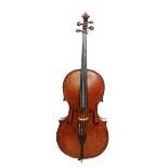 18th century English/German cello circa 1780, two piece back of narrow figure, ribs and head