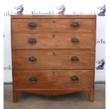 19th Century mahogany chest of four drawers on bracket base - 58 x 70 cm . .