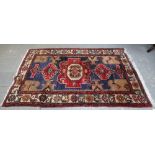 Hamadan red ground rug, 192cm x 137cm . .