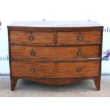19th century mahogany chest of drawers, with two short over two long drawers, on bracket feet . .