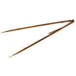 Sergeant Major's pace cane, hardwood and brass, with adjustable pace measure, 91cm long,. .