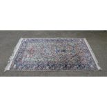 Indian silk and wool cream ground rug centre with tree of life 204cm x 127cm . .