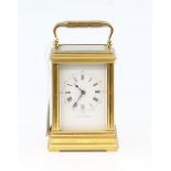 French brass and glass carriage clock by Klaftenberger, lever movement numbered 29197 13cm . .