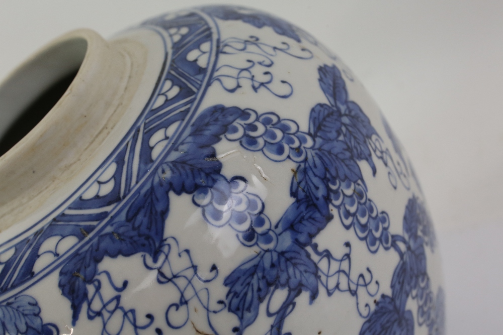 A blue and white vase with unglazed base, decorated with fruiting vine, 24 cm high; together with - Image 27 of 27