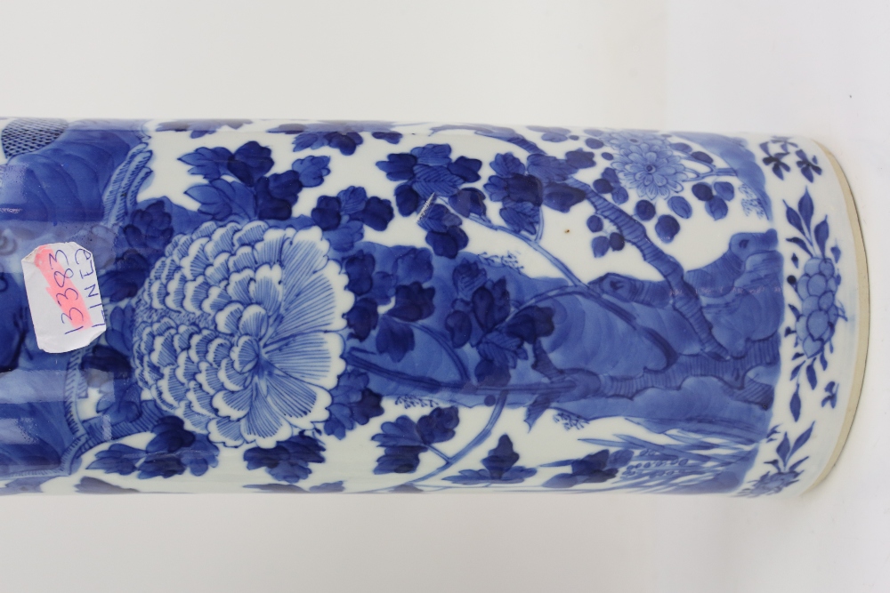 A blue and white vase with unglazed base, decorated with fruiting vine, 24 cm high; together with - Image 17 of 27