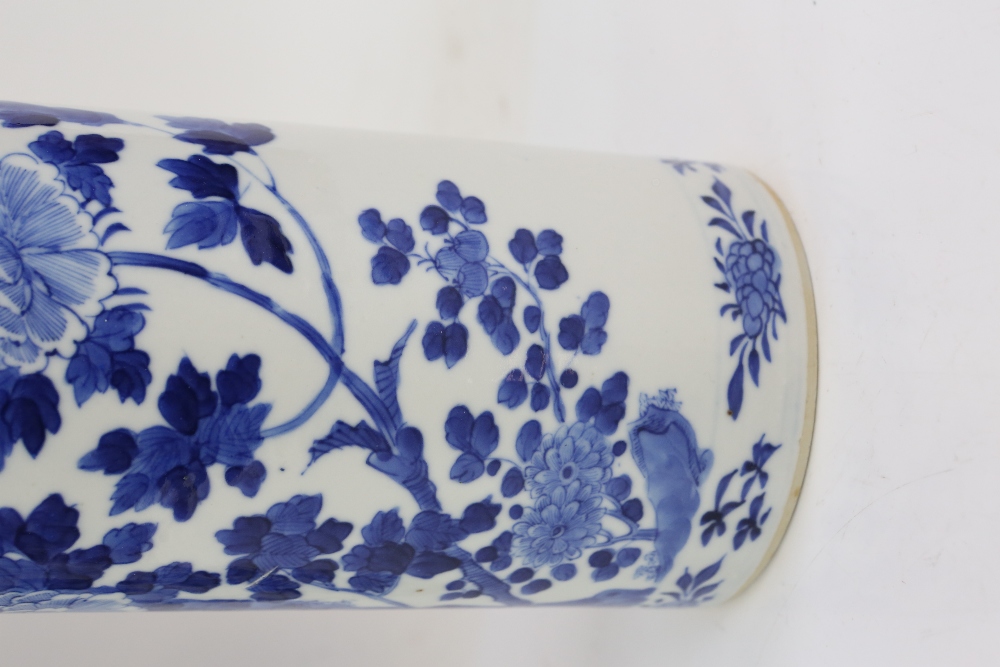 A blue and white vase with unglazed base, decorated with fruiting vine, 24 cm high; together with - Image 20 of 27